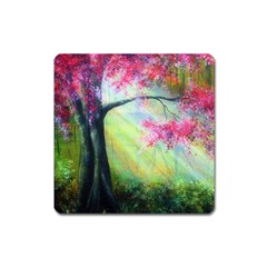 Forests Stunning Glimmer Paintings Sunlight Blooms Plants Love Seasons Traditional Art Flowers Sunsh Square Magnet by Amaryn4rt