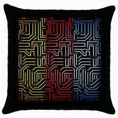 Circuit Board Seamless Patterns Set Throw Pillow Case (black)