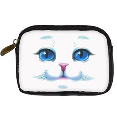 Cute White Cat Blue Eyes Face Digital Camera Cases