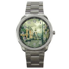 Historic Center Urban Scene At Riobamba City, Ecuador Sport Metal Watch by dflcprints