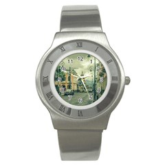 Historic Center Urban Scene At Riobamba City, Ecuador Stainless Steel Watch by dflcprints