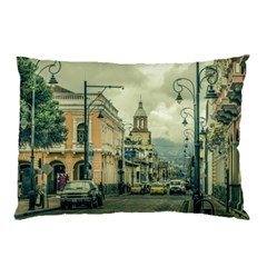 Historic Center Urban Scene At Riobamba City, Ecuador Pillow Case by dflcprints