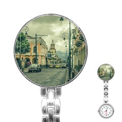 Historic Center Urban Scene At Riobamba City, Ecuador Stainless Steel Nurses Watch by dflcprints