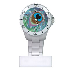 Peacock Feather Lines Background Plastic Nurses Watch