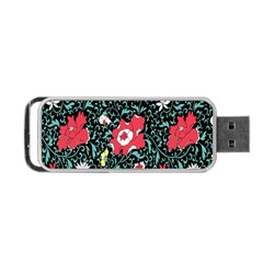 Vintage Floral Wallpaper Background Portable Usb Flash (two Sides) by Simbadda