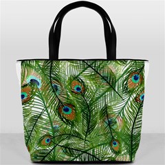 Peacock Feathers Pattern Bucket Bags by Simbadda