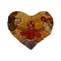 Gold Jesus Standard 16  Premium Flano Heart Shape Cushions by boho