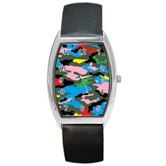 Rainbow Camouflage Barrel Style Metal Watch