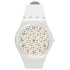 Mustaches Round Plastic Sport Watch (m) by boho