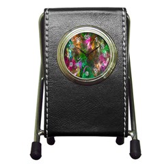 Fractal Texture Abstract Messy Light Color Swirl Bright Pen Holder Desk Clocks by Simbadda