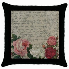 Vintage Roses Throw Pillow Case (black) by Valentinaart