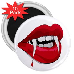 Mouth Jaw Teeth Vampire Blood 3  Magnets (10 Pack) 