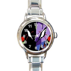 Monster Face Drawing Paint Round Italian Charm Watch