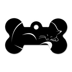 Cat Black Vector Minimalism Dog Tag Bone (two Sides)