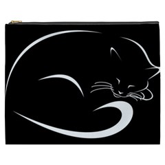 Cat Black Vector Minimalism Cosmetic Bag (xxxl) 