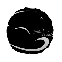 Cat Black Vector Minimalism Standard 15  Premium Flano Round Cushions