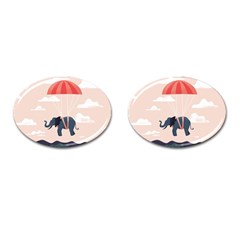 Digital Slon Parashyut Vektor Cufflinks (oval)