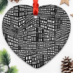 Recursive Subdivision Between 5 Source Lines Screen Black Heart Ornament (two Sides) by Simbadda