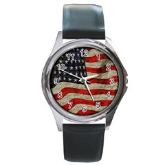 Vintage American Flag Round Metal Watch