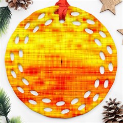 Bright Background Orange Yellow Round Filigree Ornament (two Sides)