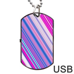 Line Obliquely Pink Dog Tag Usb Flash (one Side)