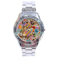 Background Images Colorful Bright Stainless Steel Analogue Watch