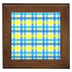 Gingham Plaid Yellow Aqua Blue Framed Tiles