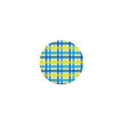 Gingham Plaid Yellow Aqua Blue 1  Mini Magnets by Simbadda