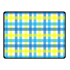 Gingham Plaid Yellow Aqua Blue Fleece Blanket (small) by Simbadda