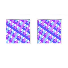 Geometric Plaid Gingham Diagonal Cufflinks (square)