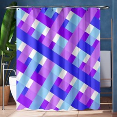 Geometric Plaid Gingham Diagonal Shower Curtain 60  X 72  (medium) 