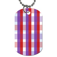 Gingham Pattern Checkered Violet Dog Tag (one Side)