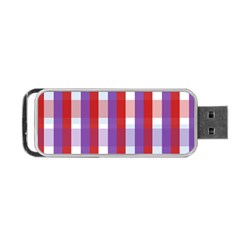 Gingham Pattern Checkered Violet Portable Usb Flash (two Sides)