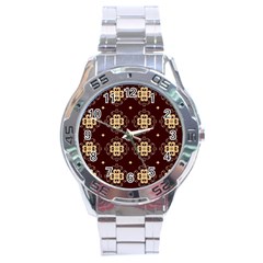 Seamless Ornament Symmetry Lines Stainless Steel Analogue Watch