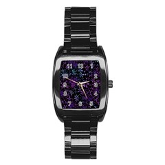 Retro Flower Pattern Design Batik Stainless Steel Barrel Watch by Simbadda