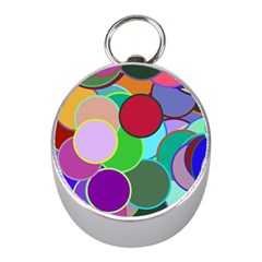 Dots Circles Colorful Unique Mini Silver Compasses