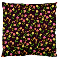 Flowers Roses Floral Flowery Large Flano Cushion Case (one Side) by Simbadda