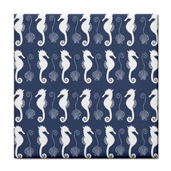 Seahorse And Shell Pattern Tile Coasters