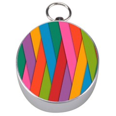 Colorful Lines Pattern Silver Compasses