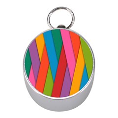 Colorful Lines Pattern Mini Silver Compasses