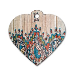 Blue Brown Cloth Design Dog Tag Heart (one Side) by Simbadda