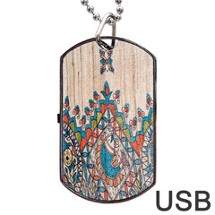 Blue Brown Cloth Design Dog Tag Usb Flash (one Side)