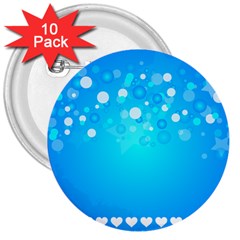 Blue Dot Star 3  Buttons (10 Pack)  by Simbadda