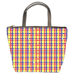 Yellow Blue Red Lines Color Pattern Bucket Bags by Simbadda