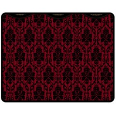 Elegant Black And Red Damask Antique Vintage Victorian Lace Style Double Sided Fleece Blanket (medium) 