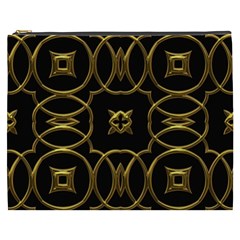 Black And Gold Pattern Elegant Geometric Design Cosmetic Bag (xxxl)  by yoursparklingshop