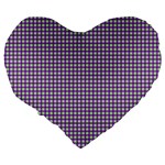 Mardi Gras Purple Plaid Large 19  Premium Flano Heart Shape Cushions Back