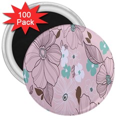 Background Texture Flowers Leaves Buds 3  Magnets (100 Pack) by Simbadda