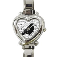 Black Raven  Heart Italian Charm Watch by Valentinaart