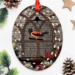 Vintage Bird In The Cage Ornament (oval Filigree) by Valentinaart